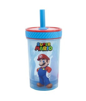 Super Mario felboríthatatlan csúszásgátlós műanyag pohár szívószállal - 370ML