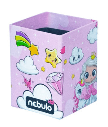 Unikornis és Királylány asztali ceruzatartó, karton 8x8x10cm, Nebulo