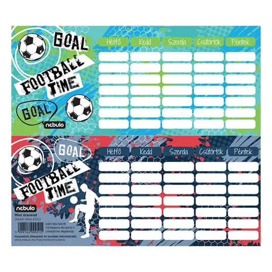 Focis órarend, mini, 77x178mm, kétoldalas, Nebulo