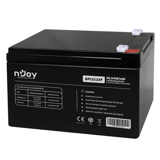 APC (NJOY) GP12122F Akkumulátor 12V/12Ah zárt, gondozásmentes Borne T2