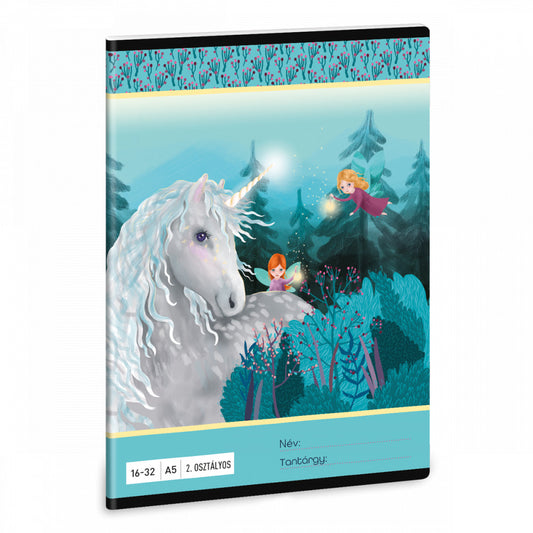 Stardust, unikornis tűzött füzet A/5, 32 lap vonalas 2.osztály (16-32)
