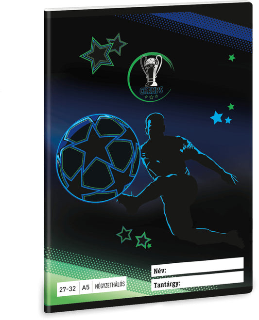 Focis tűzött füzet A/5, 32 lap kockás, Champs