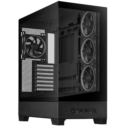 ASUS Ház A31 Plus, Tápegység nélkül, Fekete, Üvegfalú