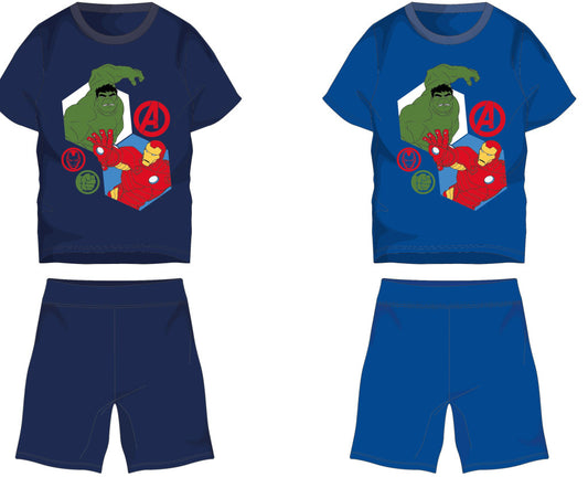 Bosszúállók pamut nyári együttes - póló-rövidnadrág szett - középkék - 116