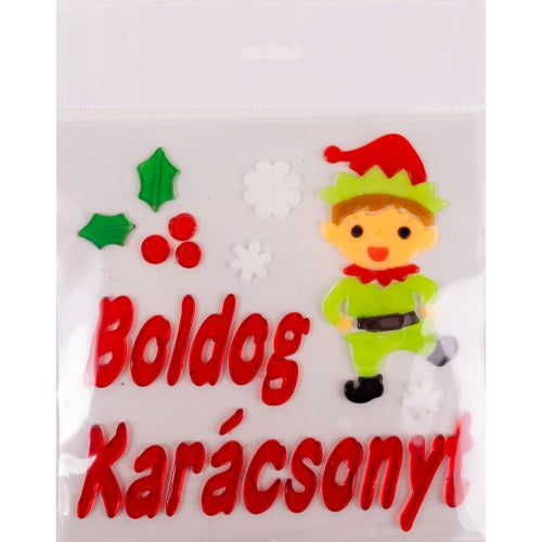 Ablakzselé 20x25 cm Manós, Boldog Karácsonyt felirattal