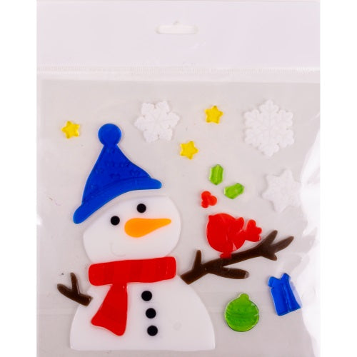 Ablakzselé 20x25 cm kék sapkás hóember