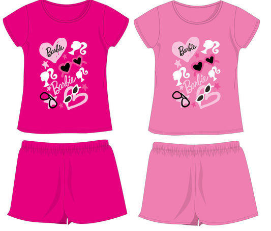 Barbie pamut nyári együttes - póló-rövidnadrág szett - pink - 134
