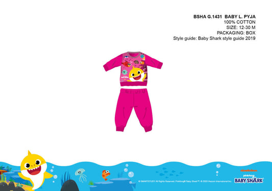 Baby Shark baba pizsama - jersey pamut pizsama - pink - 80