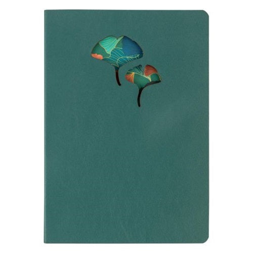 Bőr jegyzetfüzet Clairefontaine Ginkgo, A5, 72 lapos, vonalas, vegyes minta