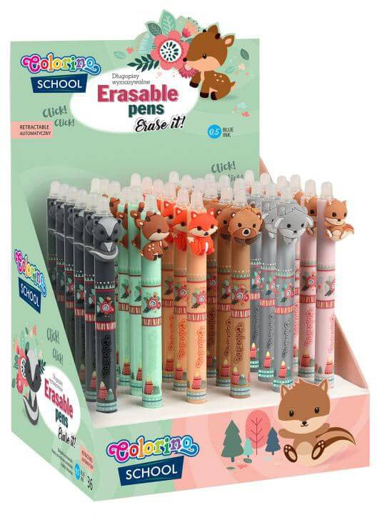 Radírozható golyóstoll, nyomógombos, Little Foxes, többféle