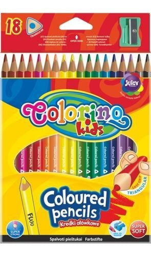 Színes ceruzakészlet 18 db-os, (1 db fluo), hegyezővel, Colorino trio, háromszög test