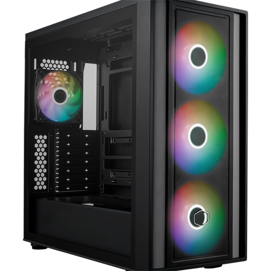 COOLER MASTER Ház ATX MasterBox 600, Tápegység nélkül, Üvegfalú, fekete
