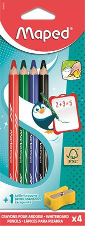 Táblaceruza készlet, 4 db-os, Maped, fehértáblához, hegyezővel