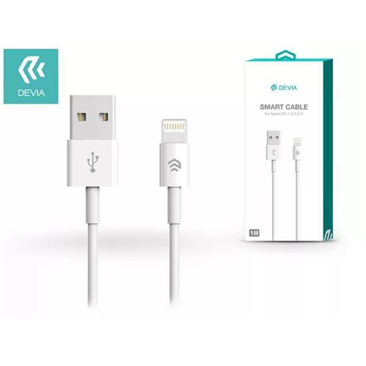 DEVIA APPLE IPHONE LIGHTNING USB TÖLTŐ- ÉS ADATKÁBEL 1 M-ES VEZETÉKKEL - SMART CABLE LIGHTNING - WHITE