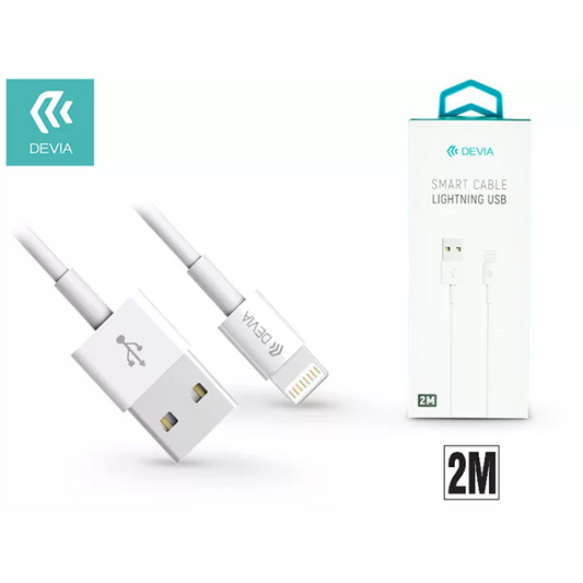 DEVIA APPLE IPHONE LIGHTNING USB TÖLTŐ- ÉS ADATKÁBEL 2 M-ES VEZETÉKKEL - SMART CABLE LIGHTNING - WHITE