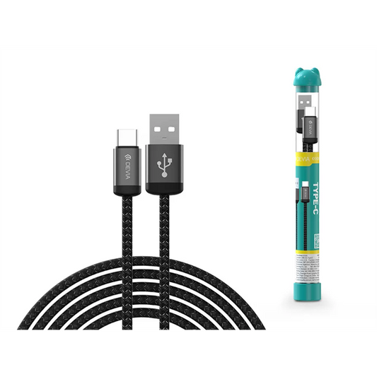 DEVIA ST107861 Gracious Tube USB/Type-C 1m-es fekete adat-és töltőkábel