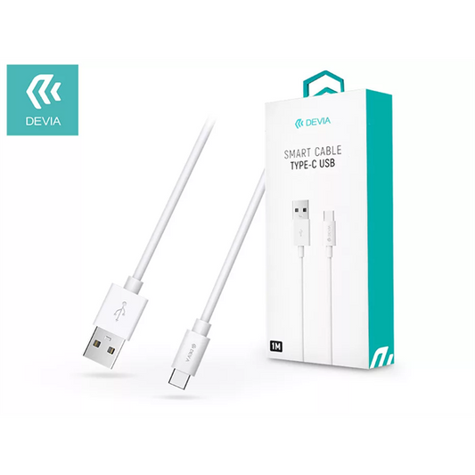 DEVIA USB - USB TYPE-C ADAT- ÉS TÖLTŐKÁBEL 1 M-ES VEZETÉKKEL - SMART USB TYPE-C 2.0 CABLE - WHITE