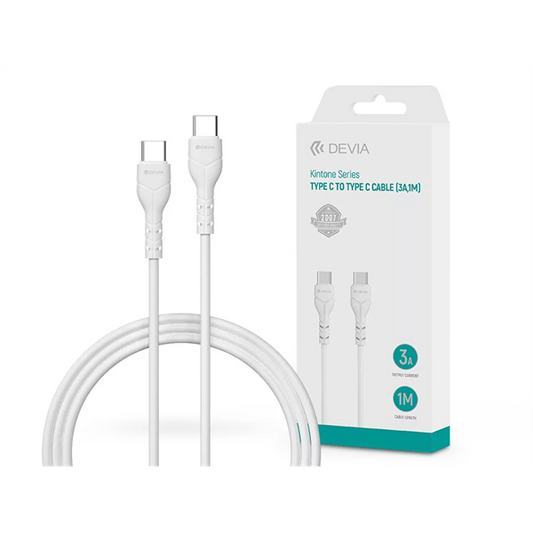 DEVIA USB TYPE-C - USB TYPE-C ADAT- ÉS TÖLTŐKÁBEL 1 M-ES VEZETÉKKEL - KINTONE SERIES TYPE-C TO TYPE-C CABLE - 60W, WHITE