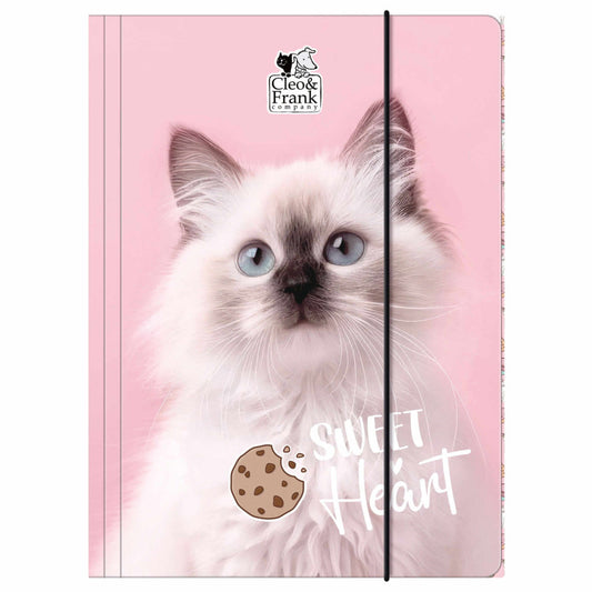 Cleo and Frank gumis mappa A/4, CF45, cicás, fehér cica