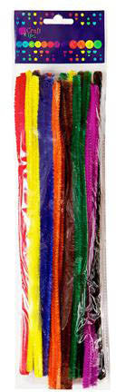 Zsenília drót, 30cm, 8 mm-es vastagság, 25 db/csomag, vegyes színek