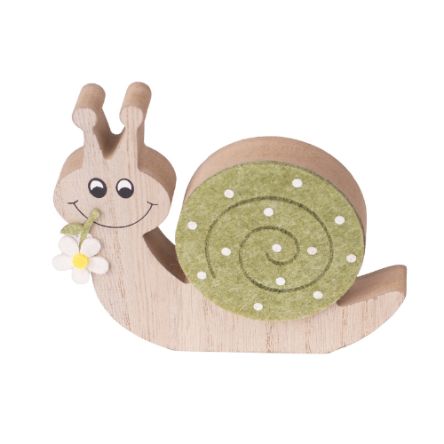 Dekor fa csiga zöld pöttyös 13x11 cm