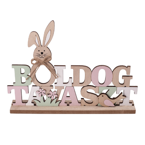 Dekoráció fa Boldog tavaszt felirattal 28x18 cm