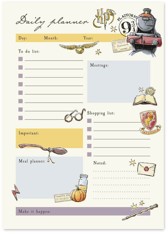 Harry Potter jegyzettömb, tervező tömb (teendők, bevásárló lista), A/5