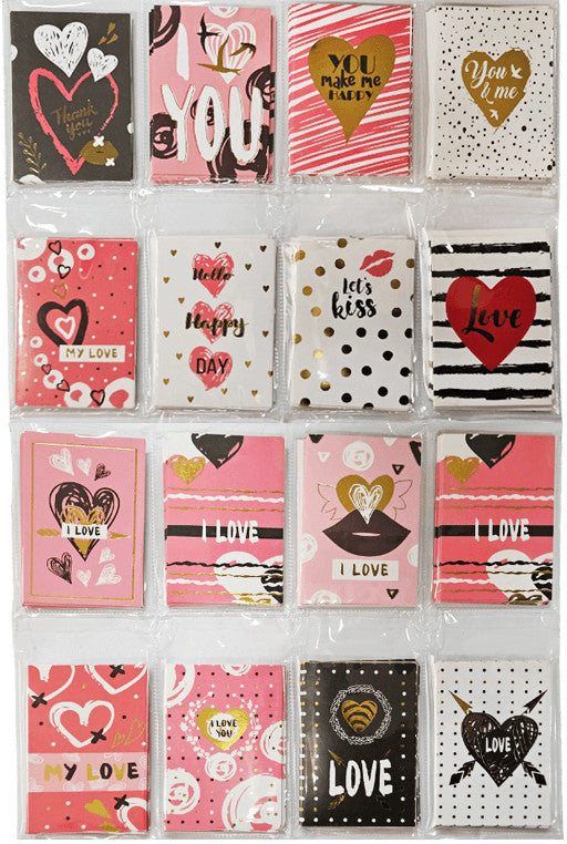 Ajándékkísérő kártya 9,5x6,5cm, szivecskés, többféle változat