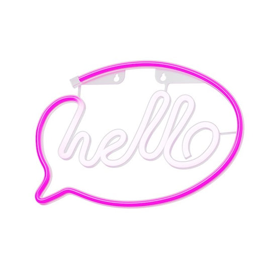 FOREVER LIGHT Neon LED dekorációs lámpa HELLO rózsaszín / fehér, USB, be/ki kapcsoló, 3 X AA, falra akasztható