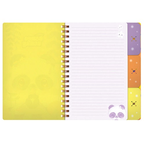 Füzet Bangoberry spirálos, elválasztókkal, 3db Bangobobbal, panda mintával