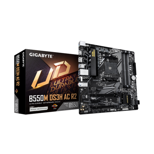 GIGABYTE Alaplap AM4 B550M DS3H AC R2 AMD B550, mATX
