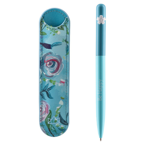 Golyóstoll Burgeon kék 1,0 mm kék tintával, eco bőr tokkal