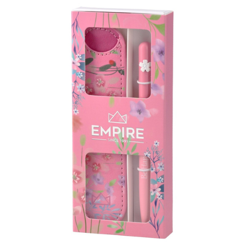 Golyóstoll Burgeon pink 1,0 mm kék tintával, eco bőr tokkal