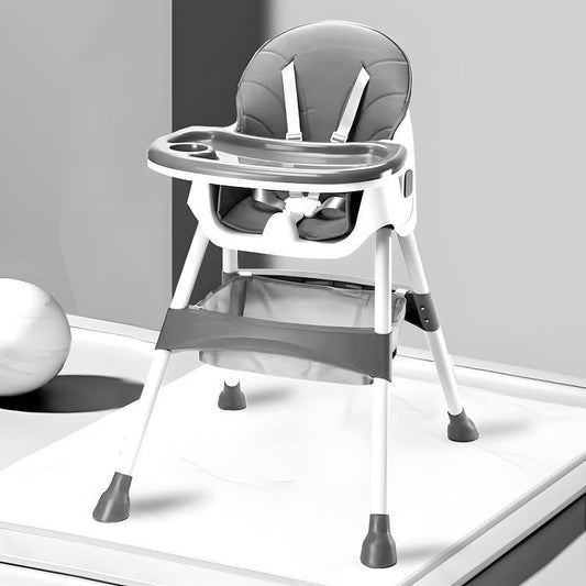 Gyerek etetőszék tálcával és kosárral 5 pontos biztonsági övvel szürke