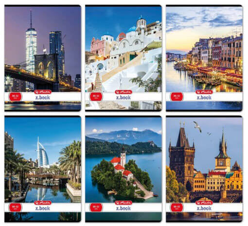 Herlitz tűzött füzet A/4, 32 lap sima, City, többféle