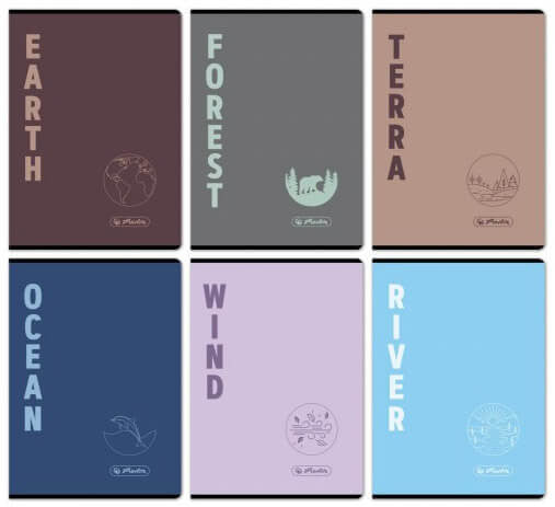 Herlitz tűzött füzet A/4, 32 lap kockás, Terra, többféle