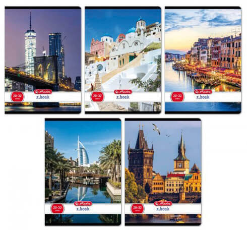 Herlitz tűzött füzet A/5, 32 lap sima, City, többféle