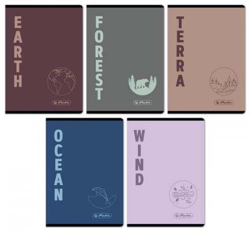 Herlitz tűzött füzet A/5, 32 lap sima, Terra, többféle