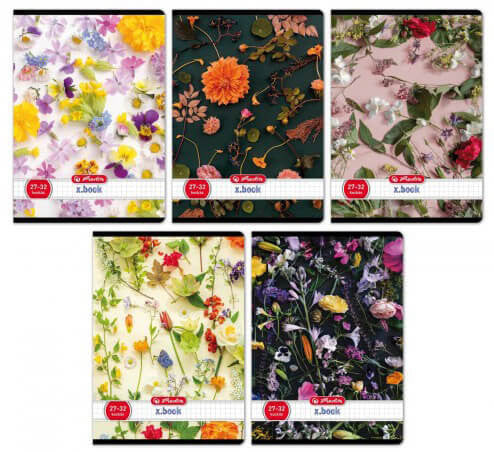 Herlitz tűzött füzet A/5, 32 lap kockás, Flower, többféle