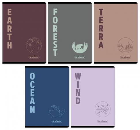 Herlitz tűzött füzet A/5, 32 lap kockás, Terra, többféle