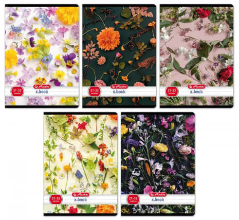 Herlitz tűzött füzet A/5, 32 lap vonalas, Flower, többféle