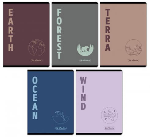 Herlitz tűzött füzet A/5, 32 lap vonalas, Terra, többféle
