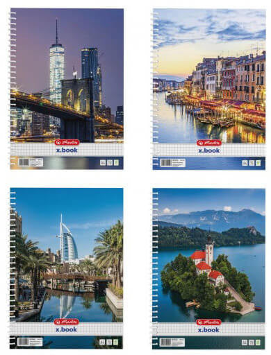 Herlitz spirál füzet A/4, kockás, 70 lapos, City, többféle