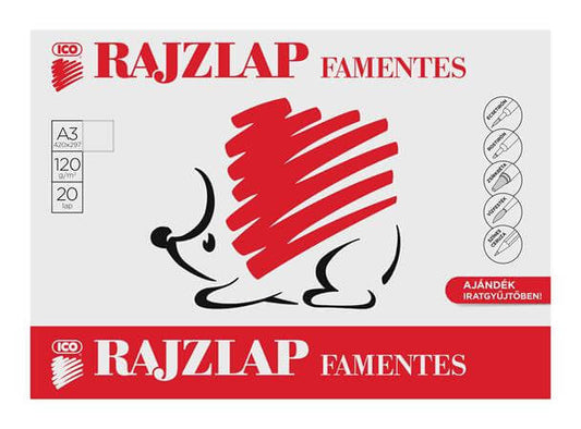 Rajzlap A/3, famentes, 120g, 20 lap/cs, Süni