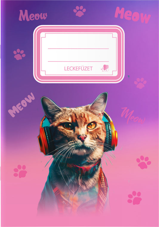 Süni tűzött füzet A/5, 32 lap lecke, ICO, cats, cicás