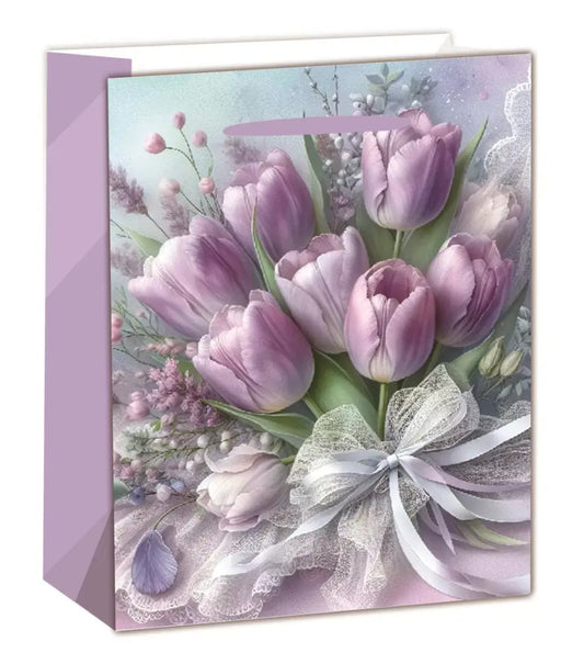 Ajándéktáska 23x18x10cm, közepes, tulipán csokor