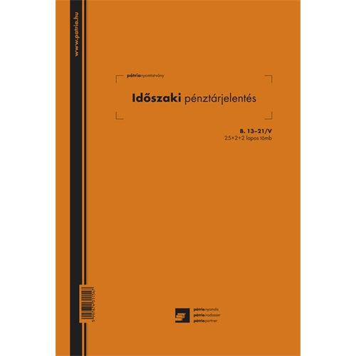 Időszaki pénztárjelentés 25x2+2 lapos tömb A/4 álló