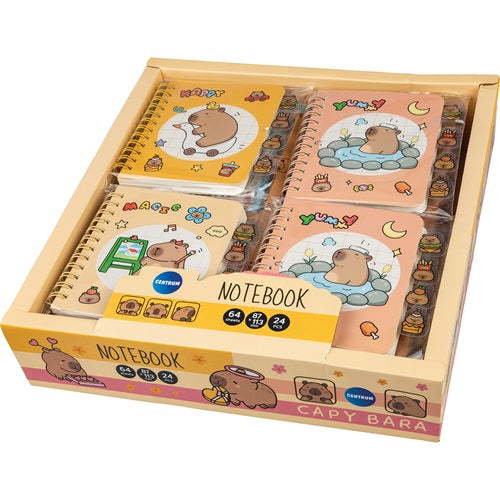 Jegyzettömb CAPYBARA spirálos 64 lapos 8.7x11.3 cm