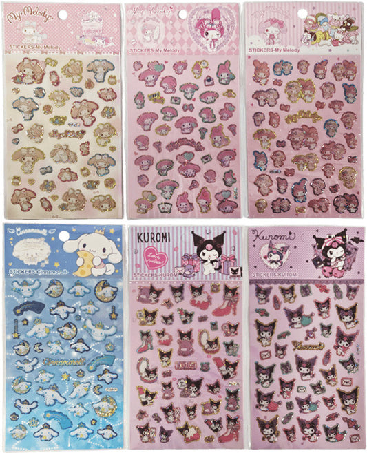 My Melodi, Kuromi és Cinnamoroll matrica 12x17cm, csillogó, többféle változat