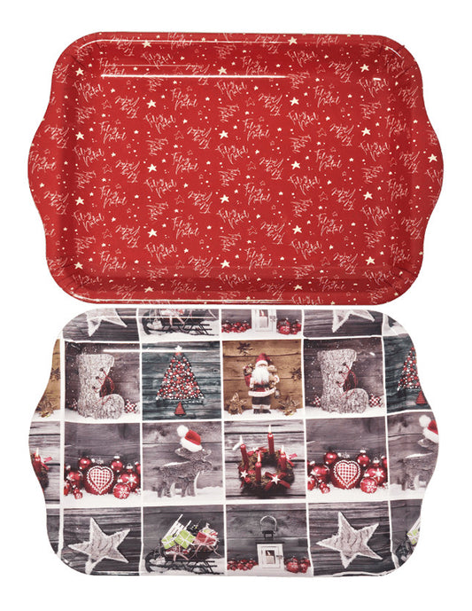 Műanyag tálca, karácsonyi, közepes, 18,5x28 cm, többféle változat